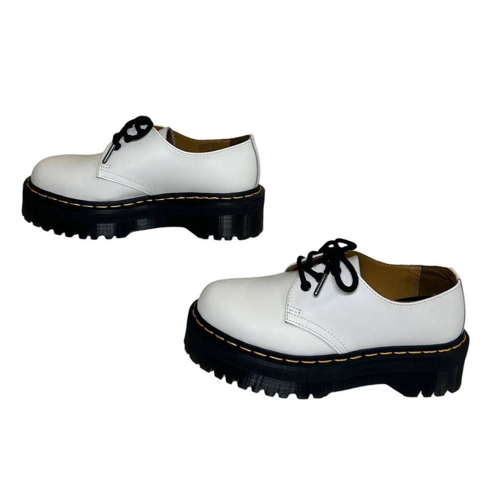 Dr. Martens Womens 1461 Quad Platform Oxford, Smooth Leather Shoes White SZ 8 US - Picture 4 of 14